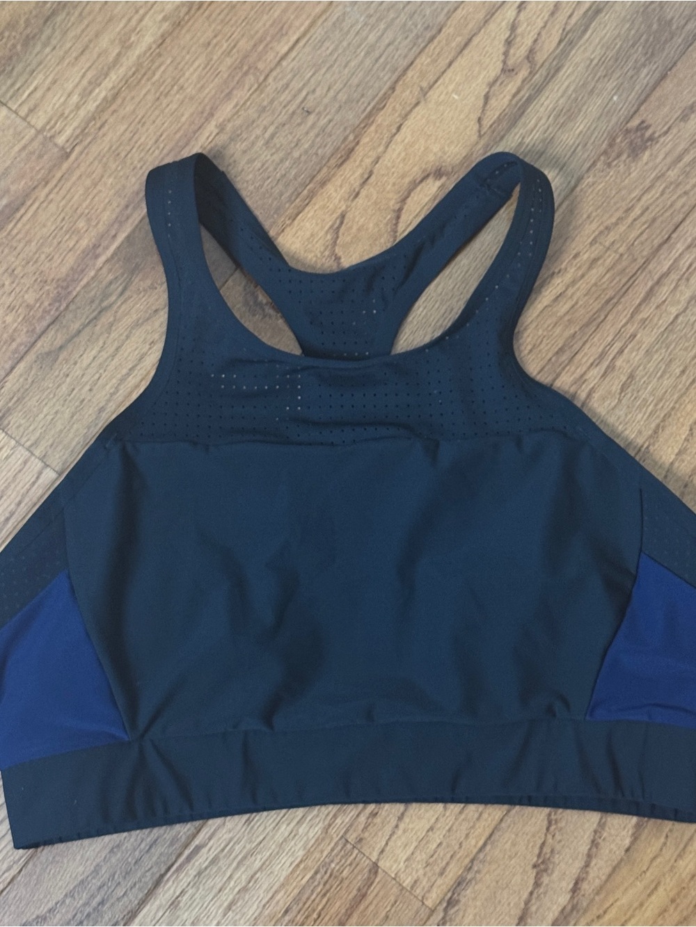 Athleta Black Blue Racer Back Sports Bra Size M
